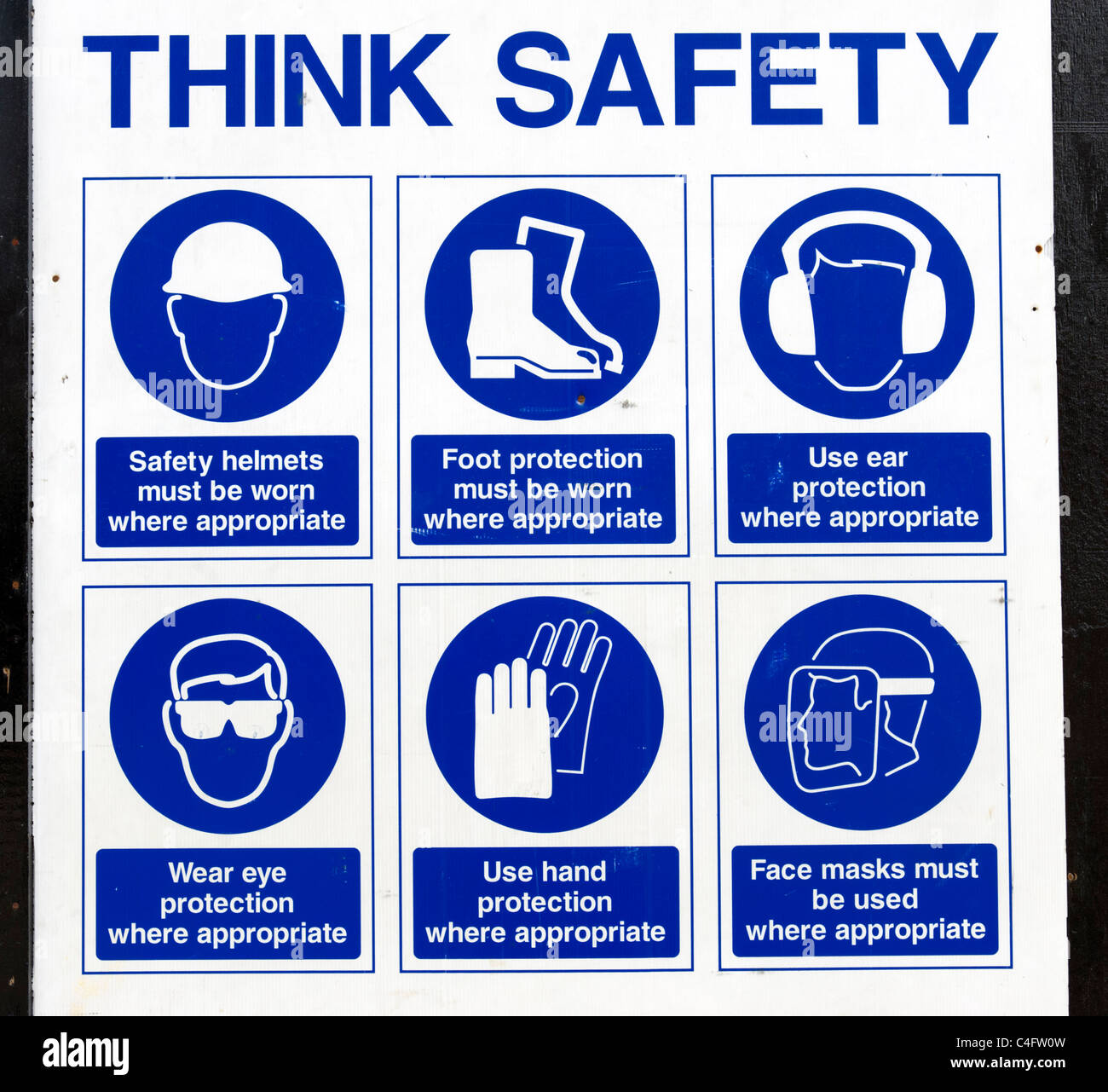 Baustelle denken Sicherheitszeichen, UK Stockfoto