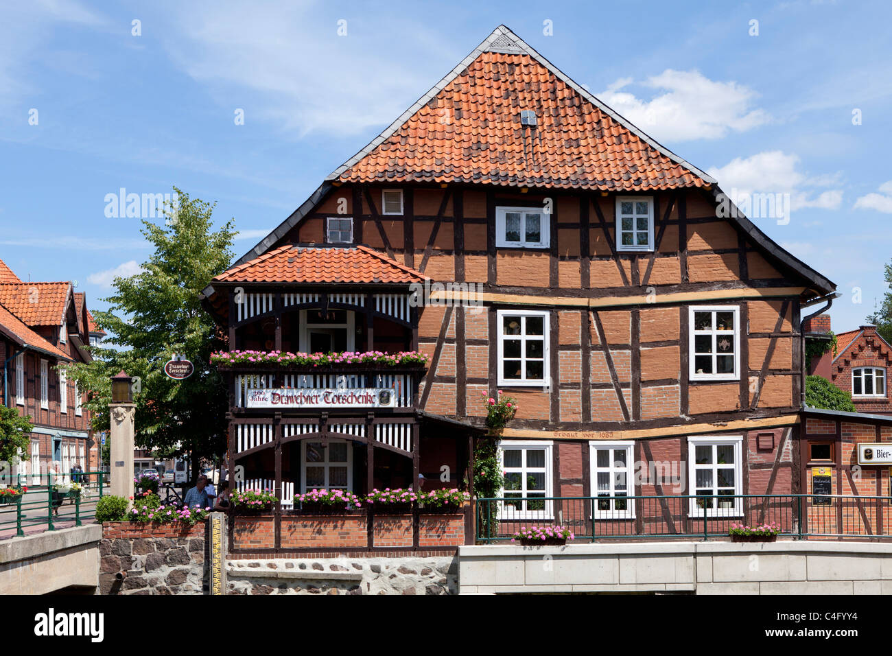 Fachwerkhaus in der alten Stadt Hitzacker, Niedersachsen, Deutschland Stockfoto