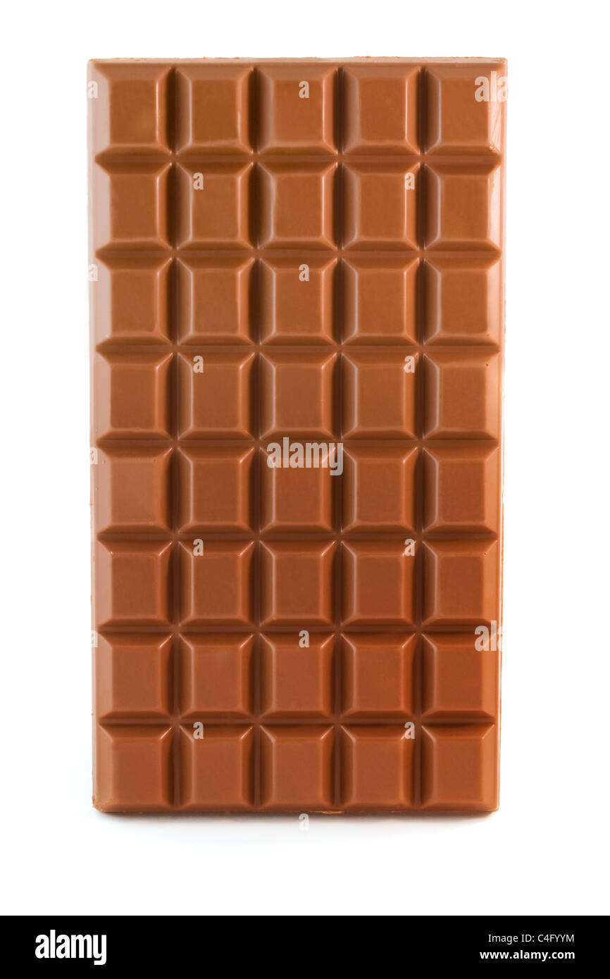 Milk Chocolate Bar isoliert auf weiß Stockfoto