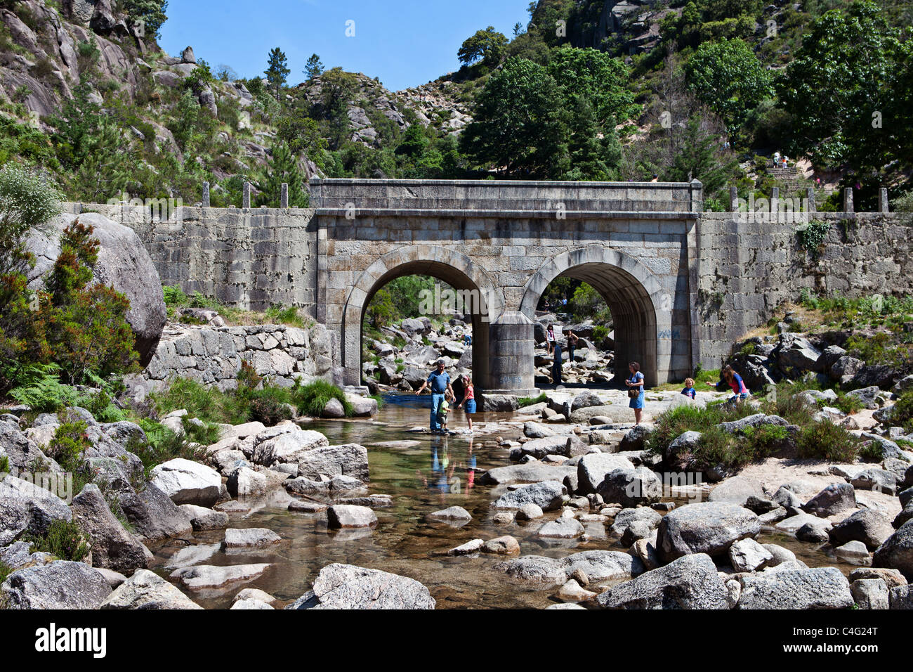 Arado-Fluss, Peneda Geres Nationalpark Portugal Stockfoto