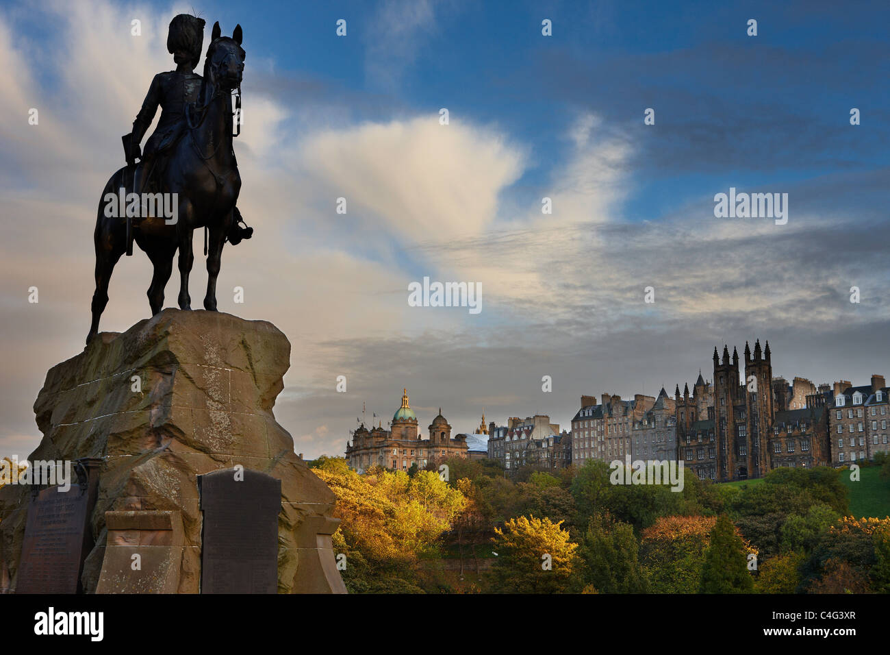 Denkmal für die Royal Scots Greys, Princess Street, Edinburgh, Schottland Stockfoto