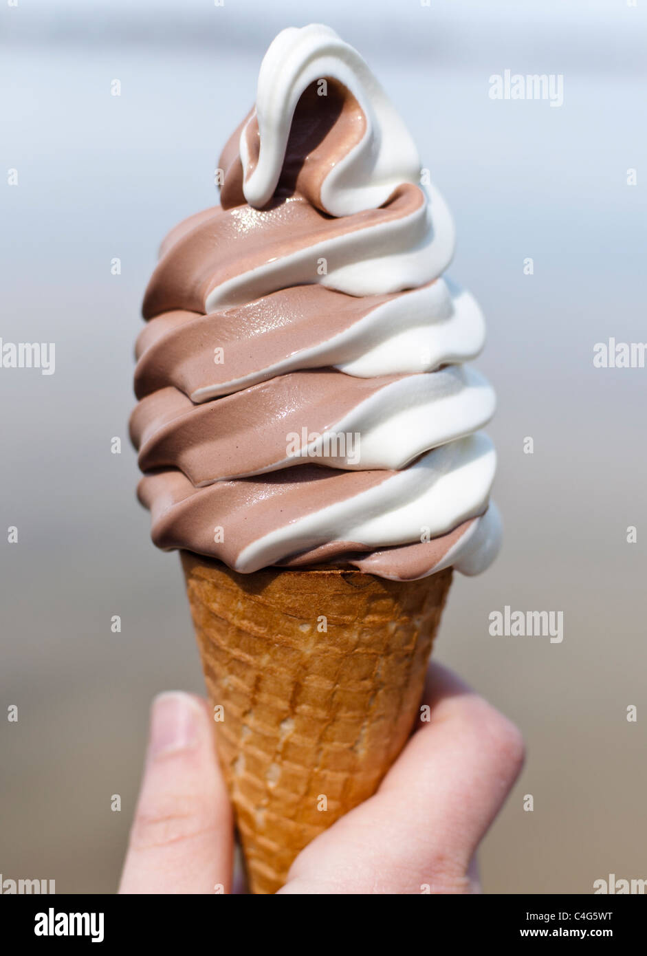 Vanille und Schokolade Eis Stockfoto