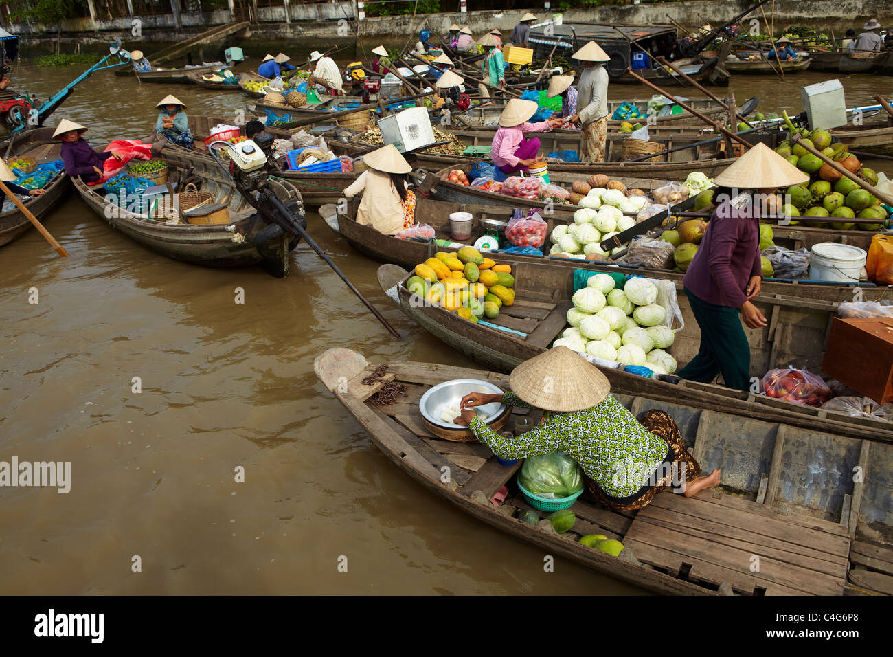 der schwimmende Markt bei Can Tho, Mekong-Delta, Vietnam Stockfoto