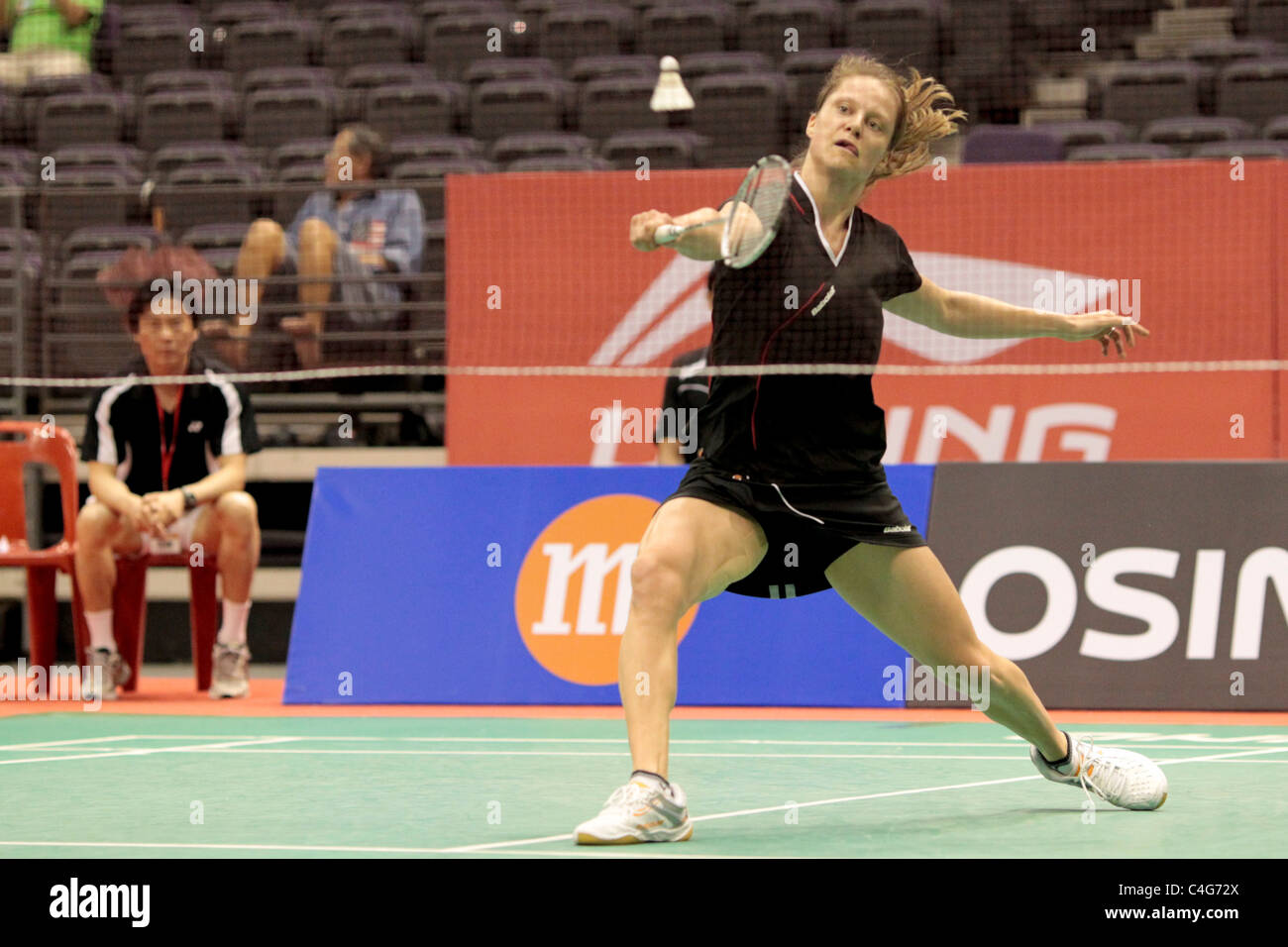 Juliane Schenk Deutschlands im Dameneinzel Runde 1 der Li-Ning Singapore Open 2011. Stockfoto