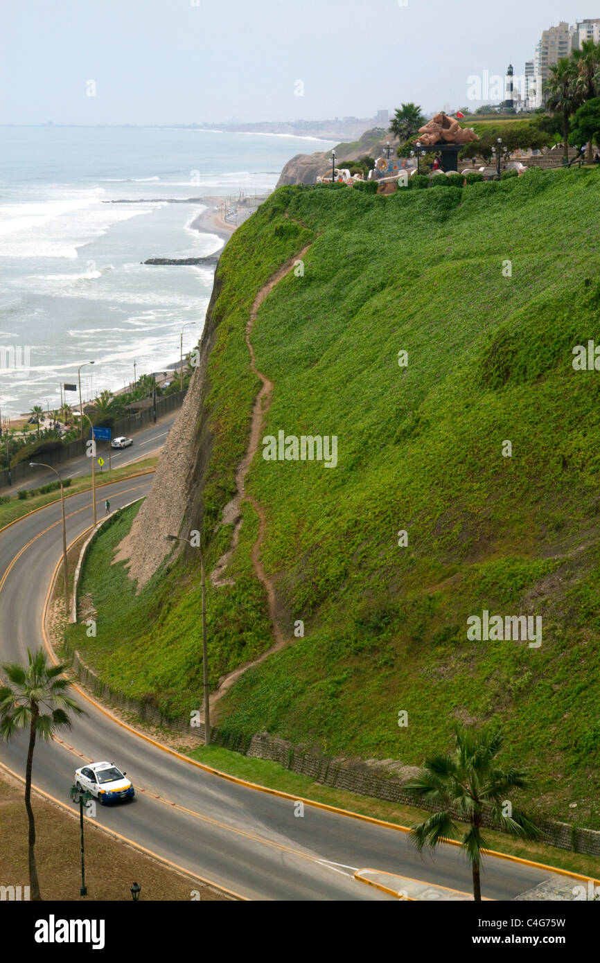 Blick auf den Pazifischen Ozean von Miraflores Stadtteil von Lima, Peru. Stockfoto