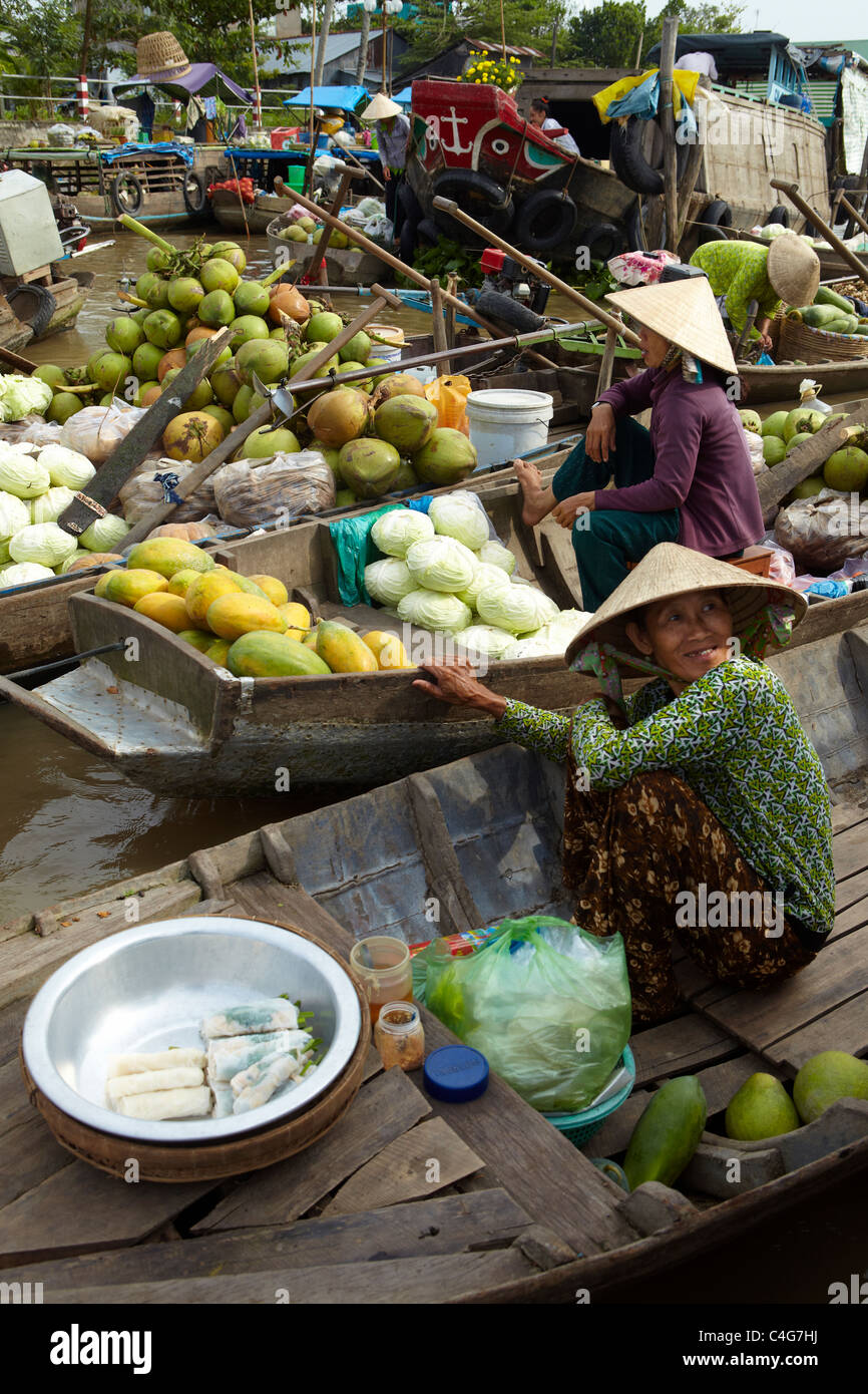 der schwimmende Markt bei Can Tho, Mekong-Delta, Vietnam Stockfoto
