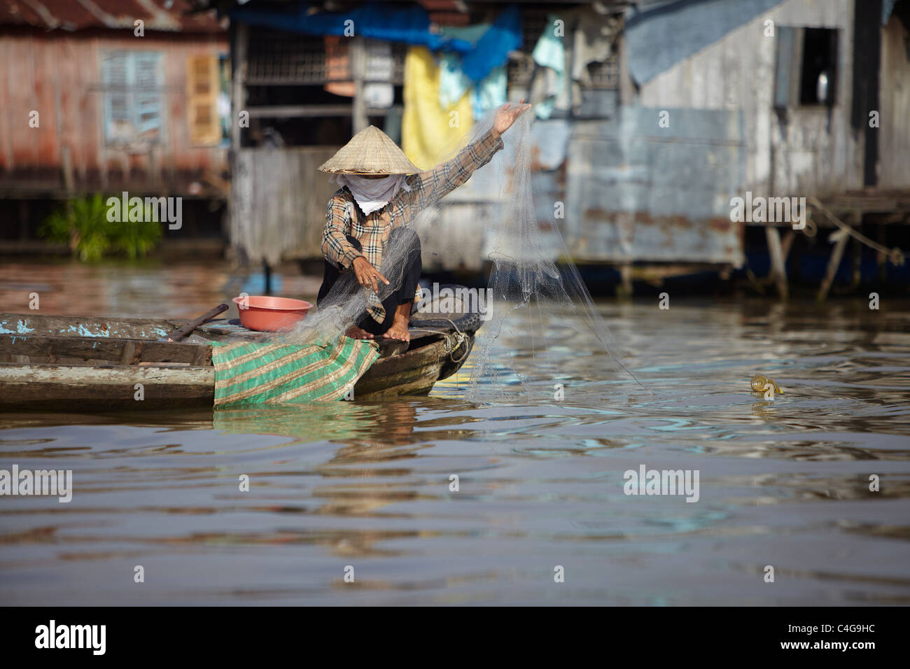 Fluss leben, Cau Doc, Mekong Delta, Vietnam Stockfoto