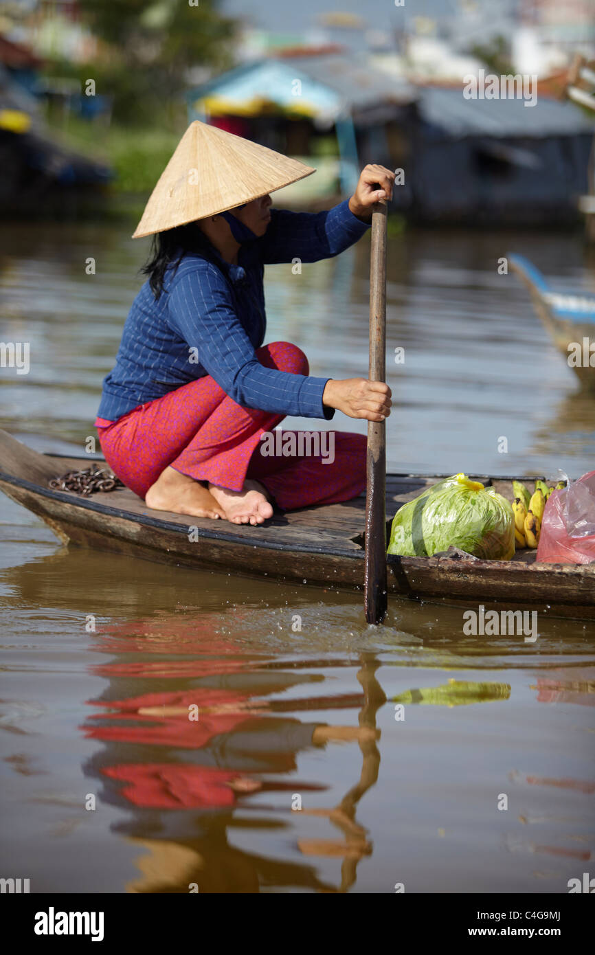Fluss leben, Cau Doc, Mekong Delta, Vietnam Stockfoto