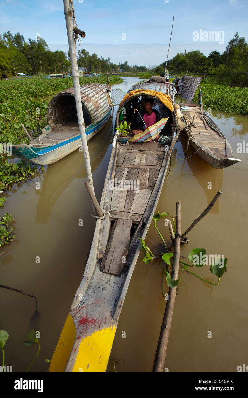 Fluss leben, Cau Doc, Mekong Delta, Vietnam Stockfoto