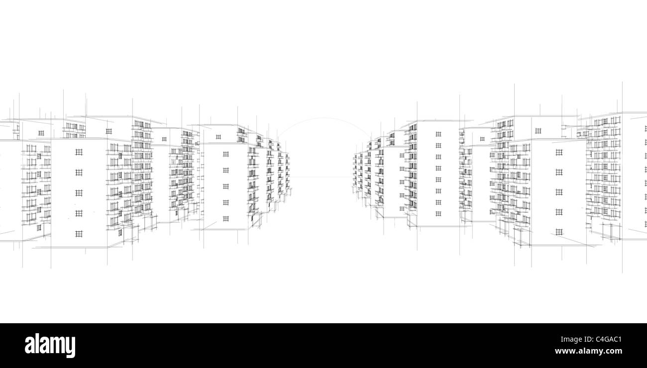 Abbildung des Ghettos am Abend Stockfoto