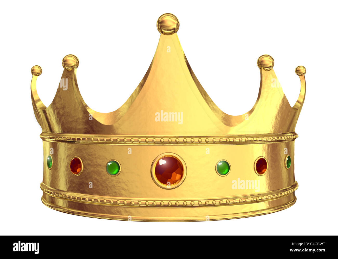 Goldene Krone, die isoliert auf weißem Hintergrund Stockfoto