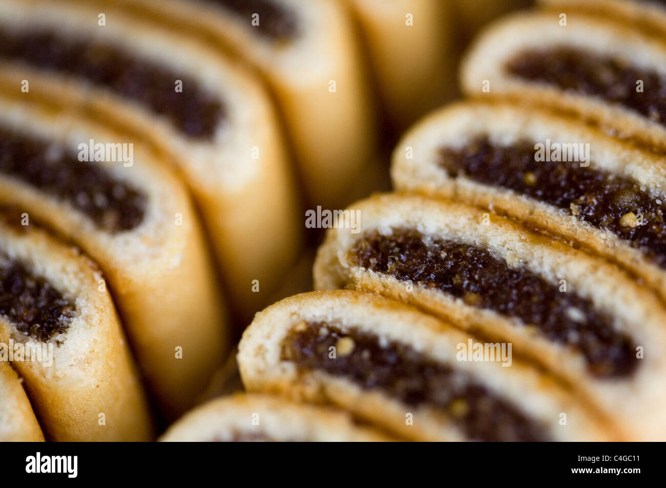 Abb. Newton Obst gefüllt Cookies. Stockfoto