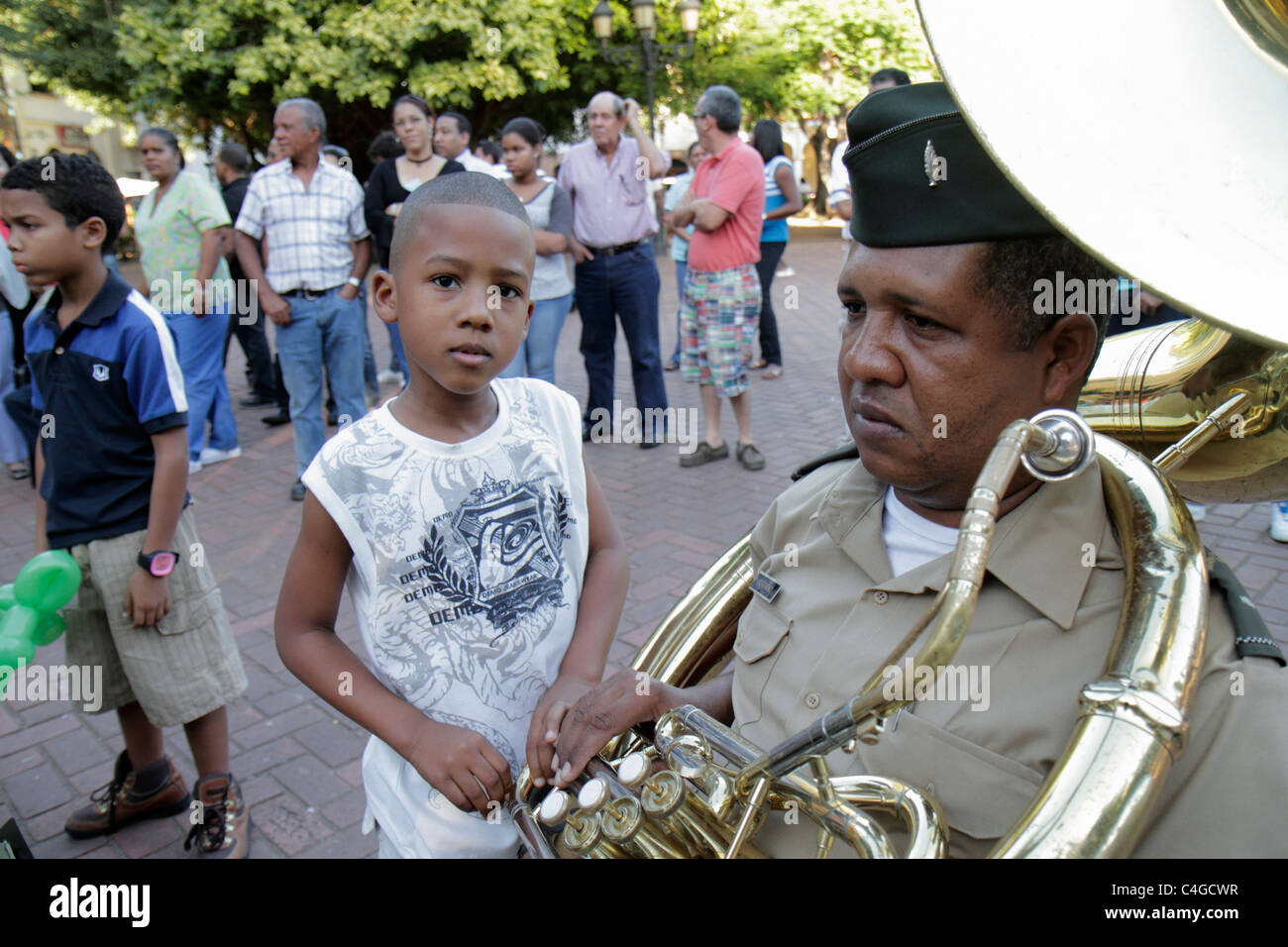 Santo Domingo Dominikanische Republik, Ciudad Colonia Zona Colonial, Calle el Conde Peatonal, Parque Colon, Columbus Plaza, lateinamerikanische lateinamerikanische Immigra Stockfoto