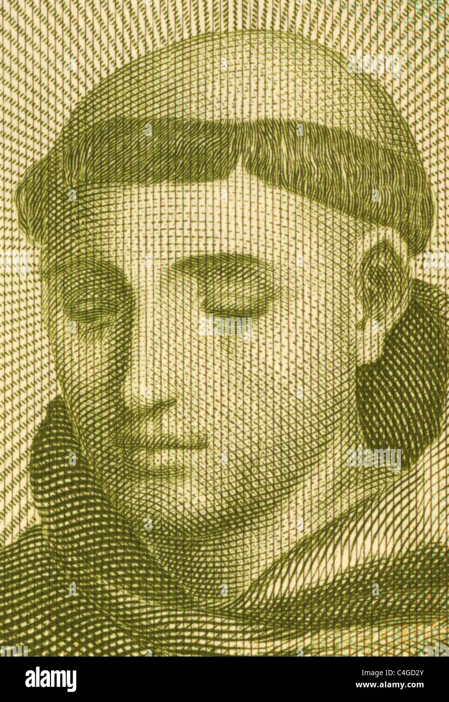 Antonius von Padua (1195-1231) auf 20 Escudos 1964 Banknote aus Portugal. Portugiesische katholische Priester des Franziskaner-Ordens. Stockfoto