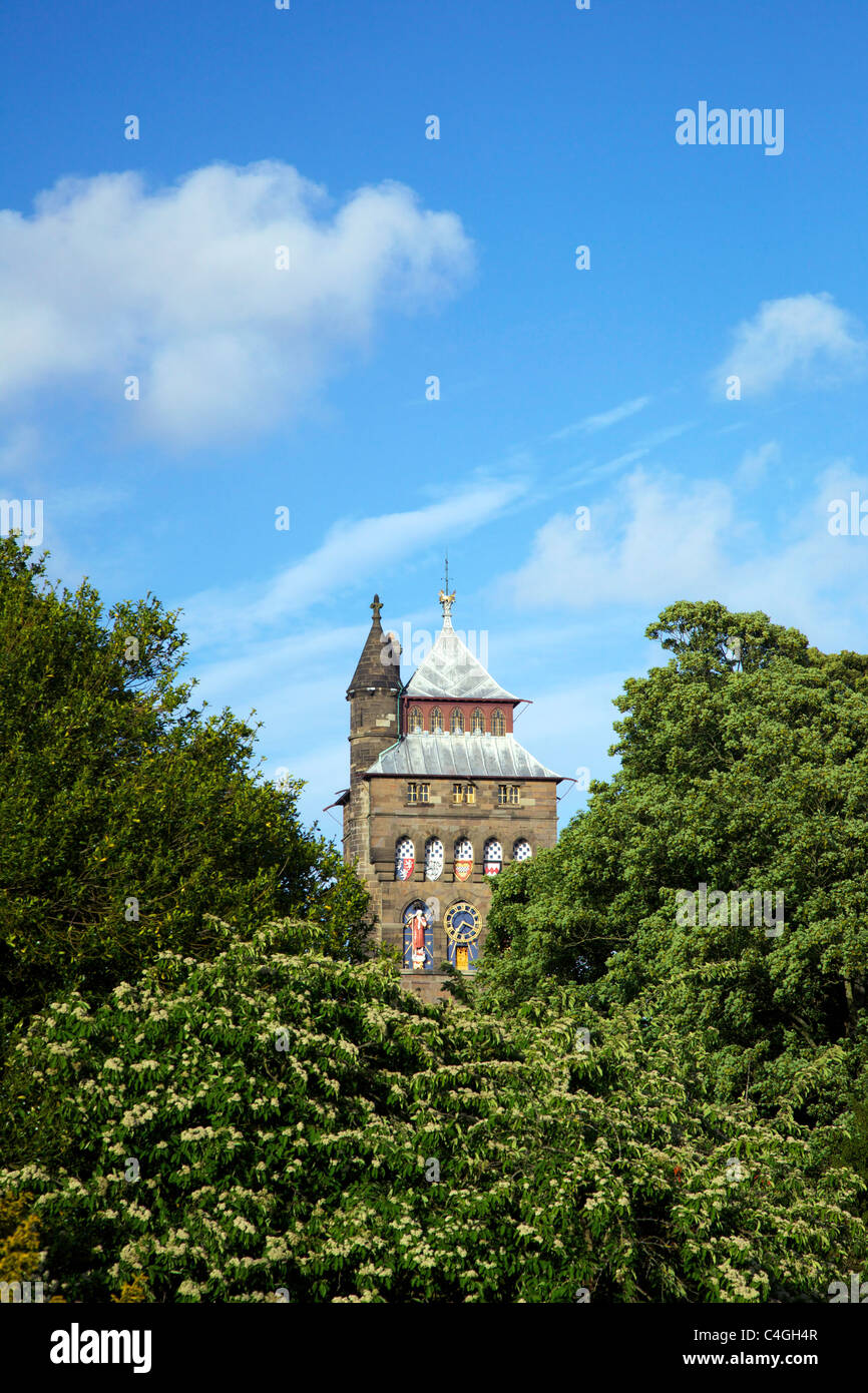Marquis von Bute Clock Tower, Cymru, UK GB Cardiff Castle, South Glamorgan, Wales Stockfoto