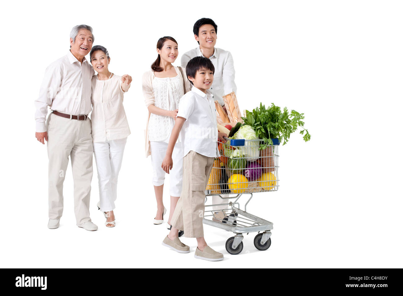 Multi-Generations Familie einkaufen Stockfoto