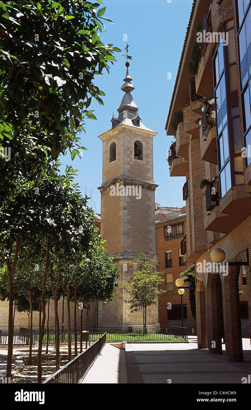 Turm der Kirche St. Nikolaus (1735), barocke Tempel von Jose Perez. Murcia. Spanien. Stockfoto