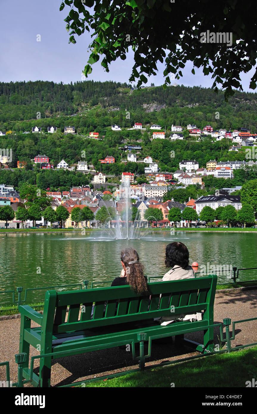 Lille Lungegårdsvannet See, Bergen, Hordaland County, Region Vestlandet, Norwegen Stockfoto