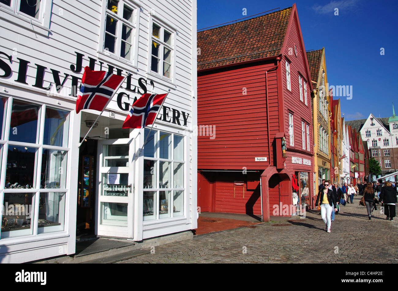 Holzlager des 18. Jahrhunderts, Bryggen, Bergen, Hordaland, Norwegen, Bergen, Hordaland County, Vestlandet Region, Norwegen Stockfoto