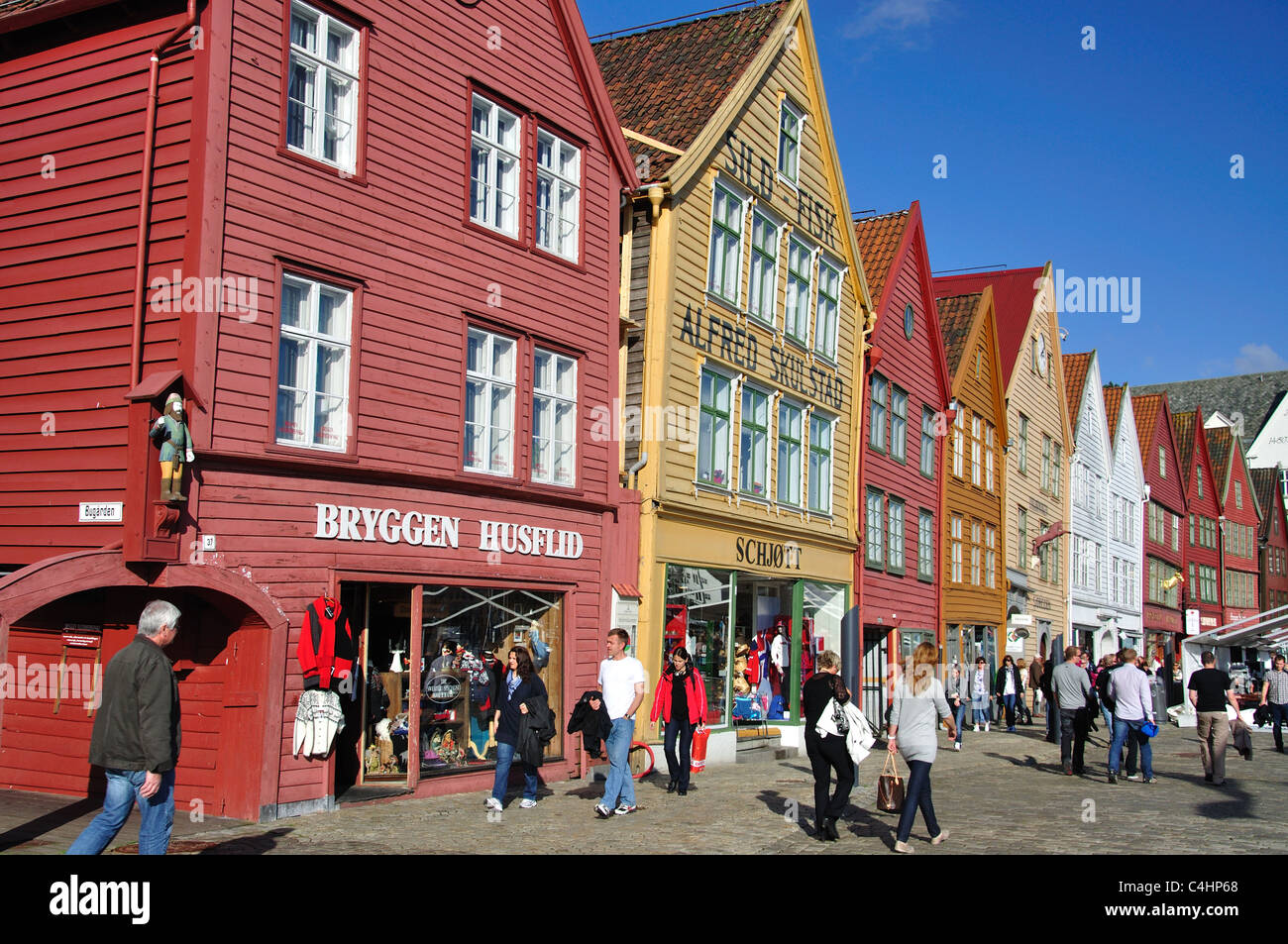 Holzlager des 18. Jahrhunderts, Bryggen, Bergen, Hordaland, Norwegen, Bergen, Hordaland County, Vestlandet Region, Norwegen Stockfoto