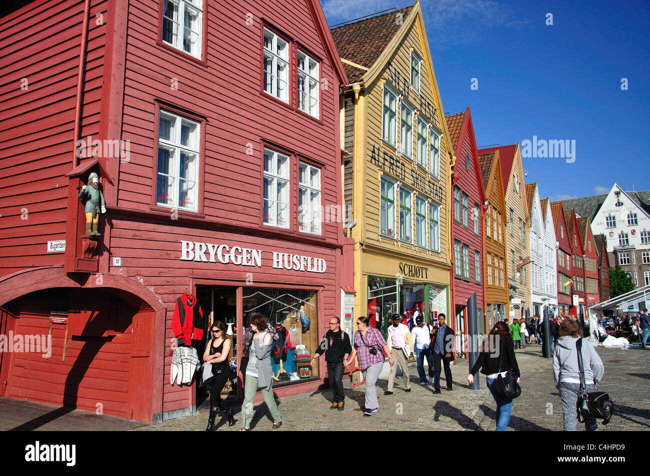 Holzlager des 18. Jahrhunderts, Bryggen, Bergen, Hordaland, Norwegen, Bergen, Hordaland County, Vestlandet Region, Norwegen Stockfoto
