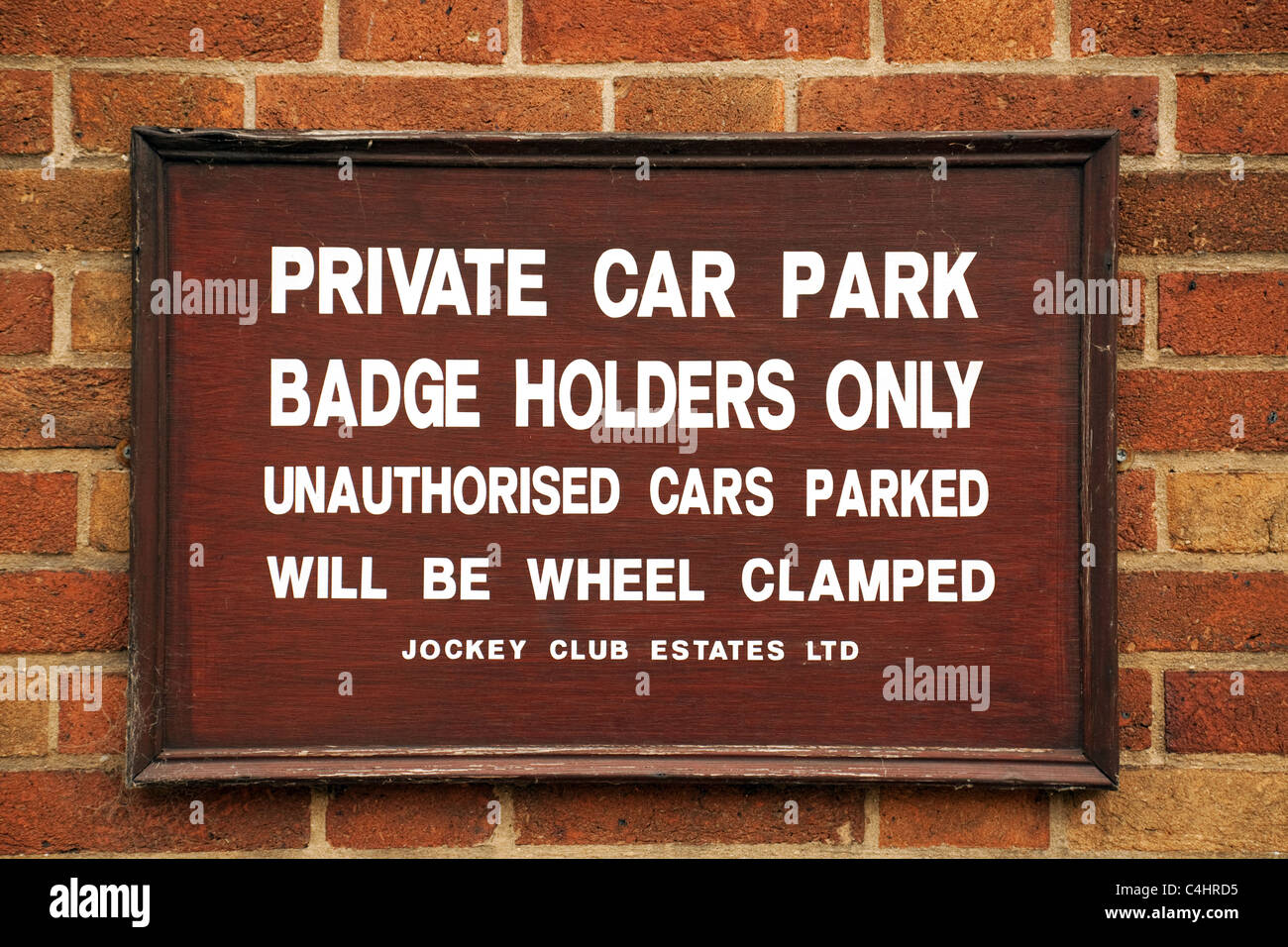 Privater Parkplatz-Schild im Jockey Club, Newmarket Suffolk UK Stockfoto