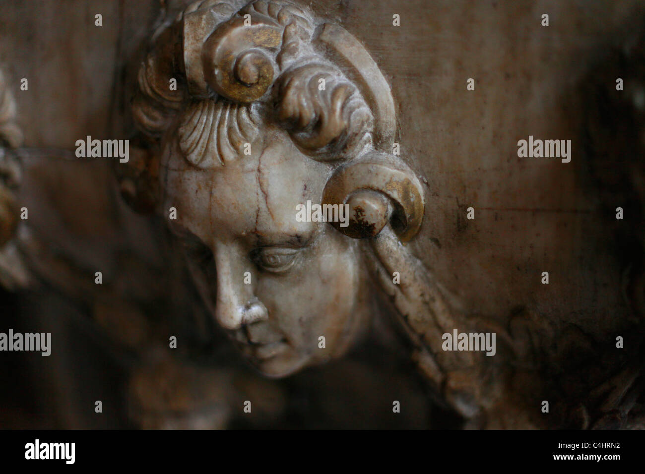 Marmor Figur im Inneren Thomaskirche St. Thomas Kirche Leipzig Sachsen Ostdeutschland geschnitzt Stockfoto