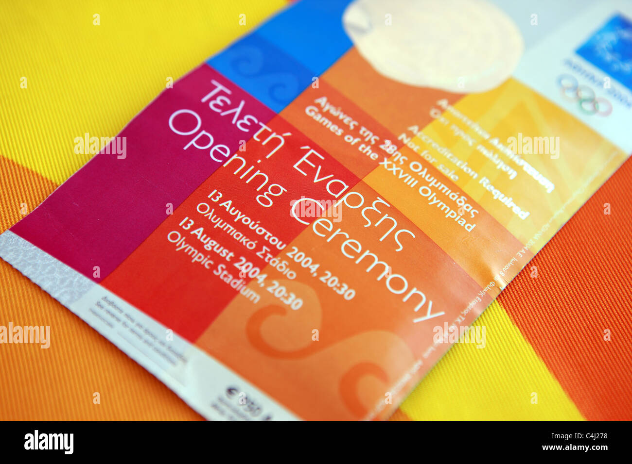 Eröffnungsfeier Olympia ticket Athen 2004 Stockfoto