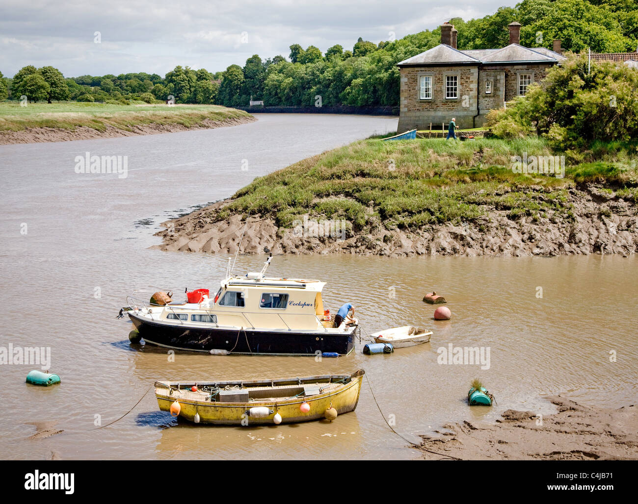 Pille-Creek und der Fluß Avon in der Nähe von Bristol mit dem Watch-Haus darüber hinaus Stockfoto