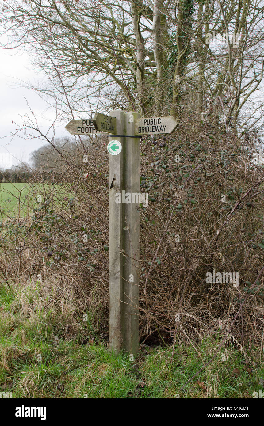 Maultierweg/Wanderweg-Wegweiser in Norfolk, East Anglia, England, UK Stockfoto