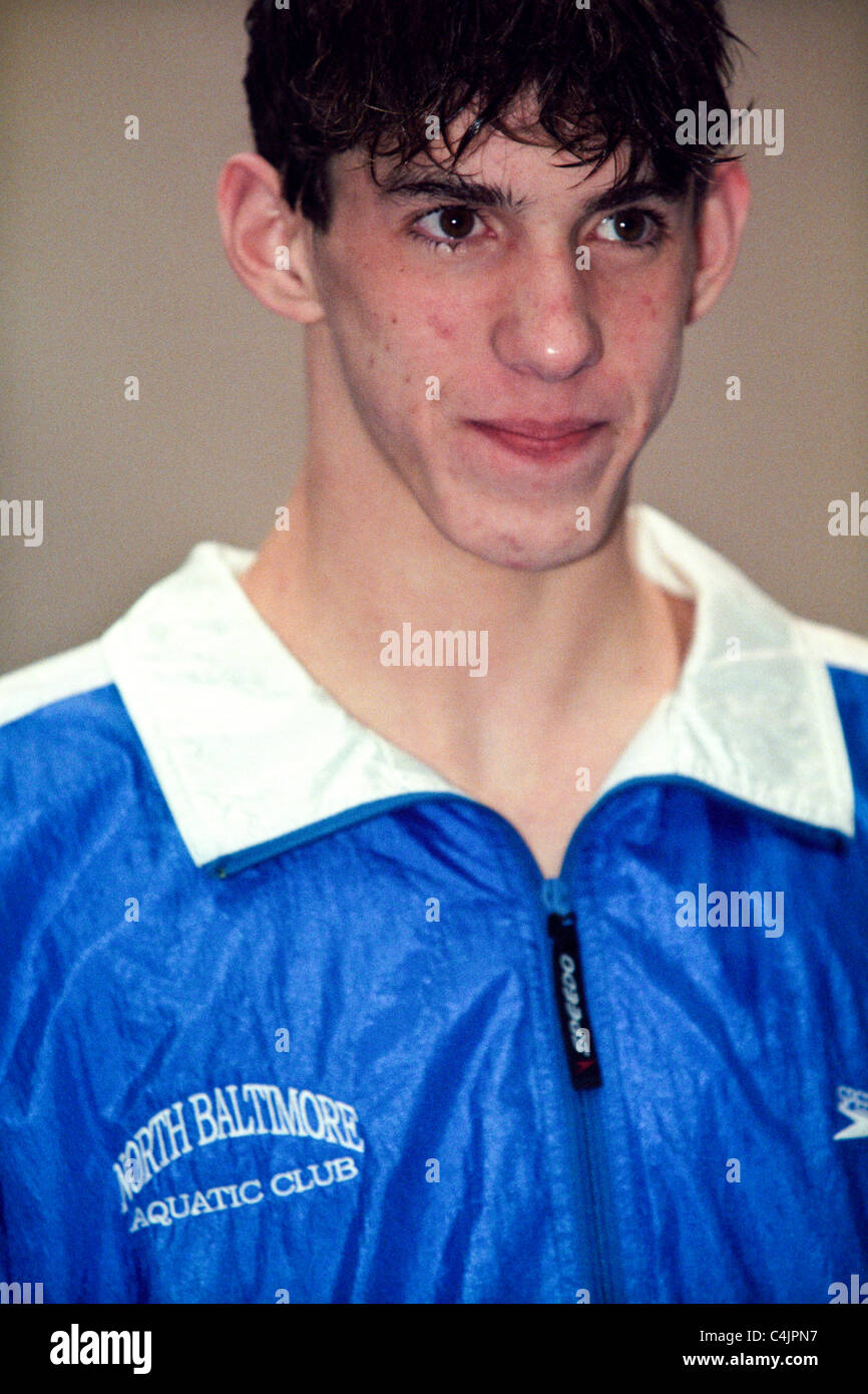 Michael Phelps (USA), 15 Jahre alt, bei den 2000 USA Frühjahr Nationals. Stockfoto