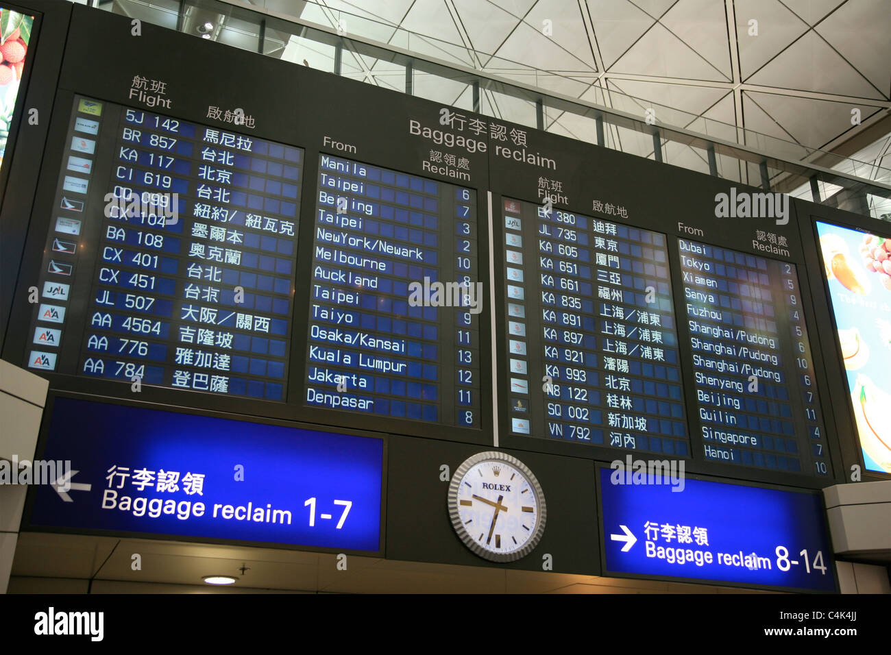 Abfahrten an Bord Zeichen Abfahrt Informationsbildschirm Stockfoto