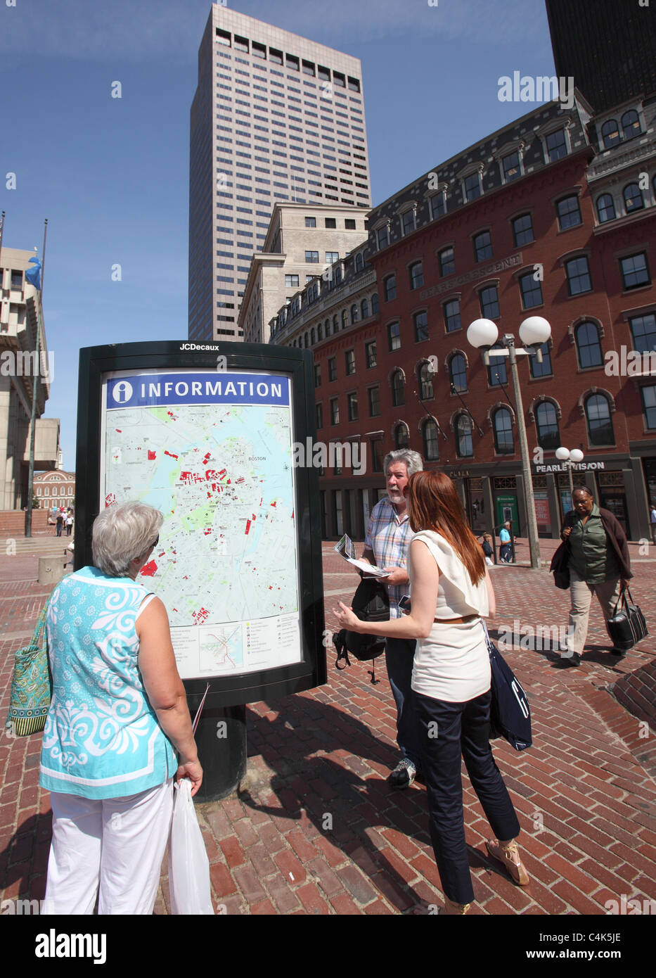 Tourist Information Map, City Hall Plaza, Boston, Massachusetts Stockfoto