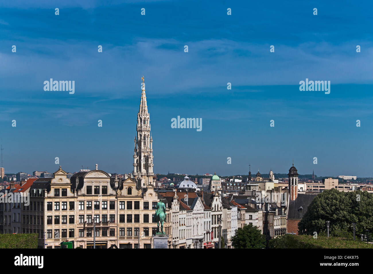 Blick vom Mont des Arts auf der Guildhall und Stadtzentrum, Brüssel, Belgien, Europa Stockfoto