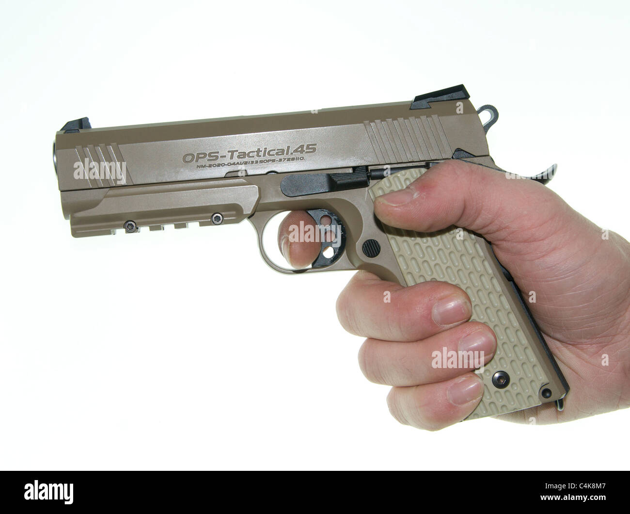 Benutzerdefinierte MEU Pistole Wüste einsetzbar. Dies ist ein m-45 MEUSOC basierend auf der M1911pistol. Stockfoto