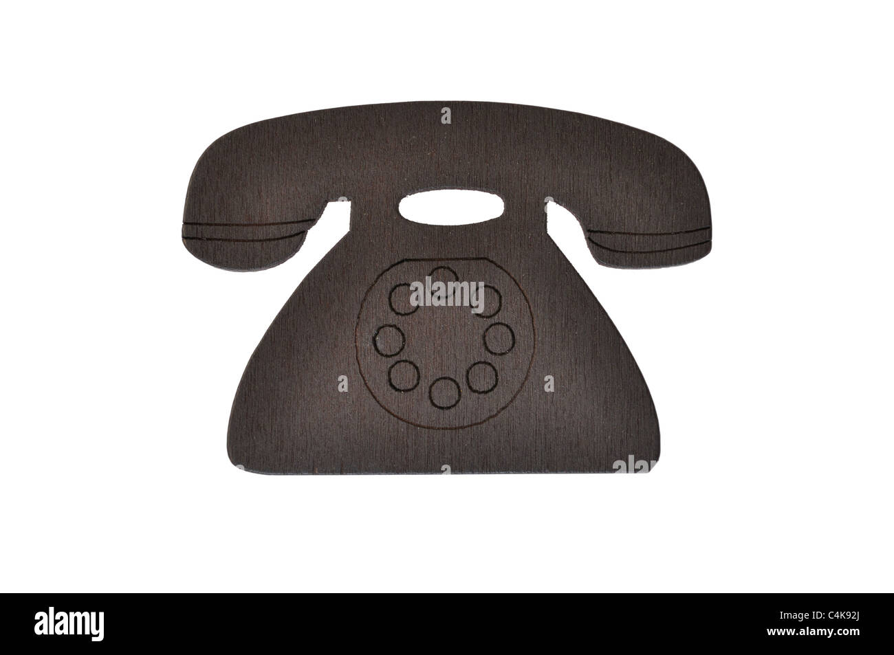 Holz-Kühlschrank-Magnet-Telefon Stockfoto