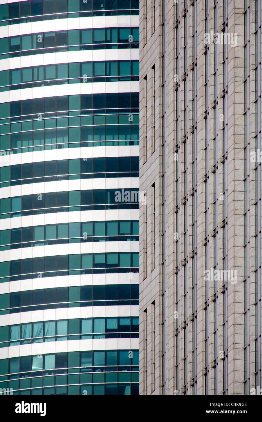 Details des modernen, urbanen Fassaden nahe Volksplatz, Shanghai, China Stockfoto