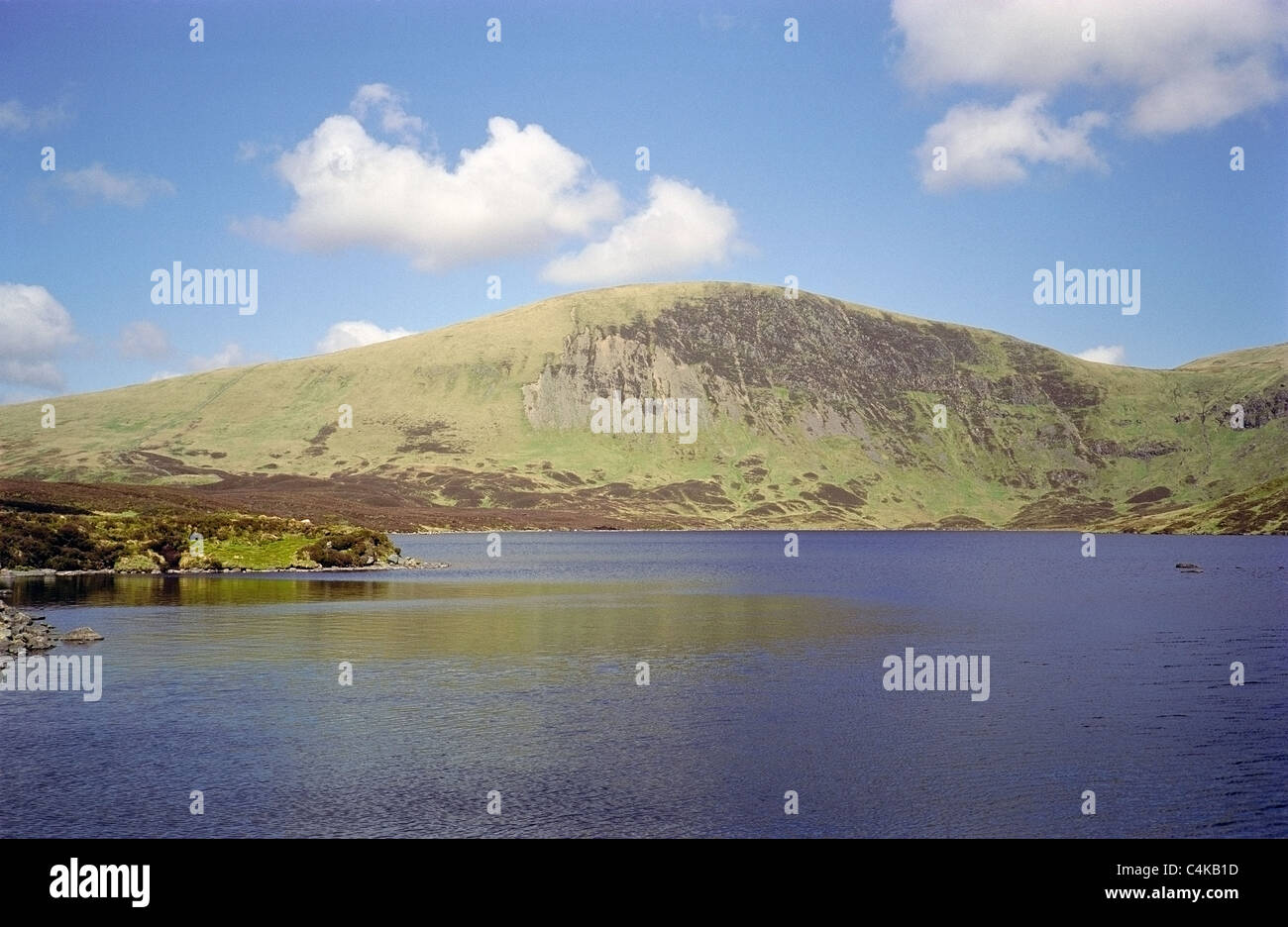 Loch Skeen oder Skene mit Lochcraig Kopf Berg, Dumfries and Galloway, Schottland, Großbritannien. Aufgenommen im Frühjahr Stockfoto