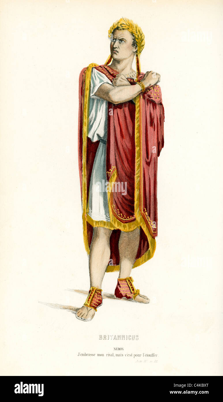 Nero Roman Emperor von 54 bis 68 aus dem Stück Britannicus des französischen Dramatikers Jean Racine. Stockfoto