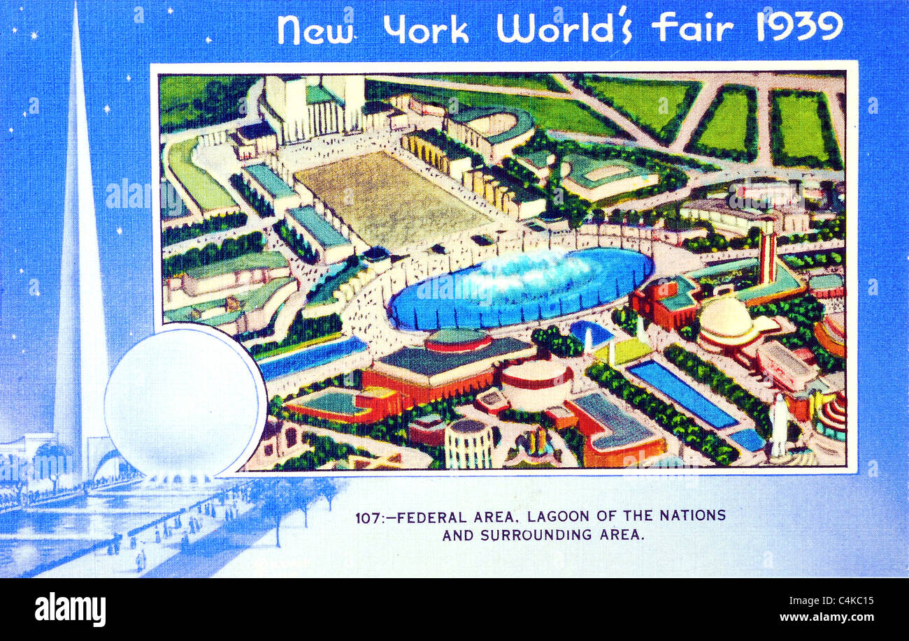 1939-Postkarte aus der Weltausstellung in New York Stockfoto