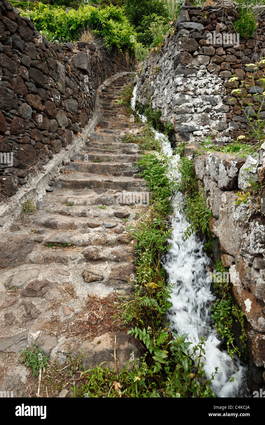 Levada Wasserkanal, Jardim Do Mar, Madeira. Stockfoto