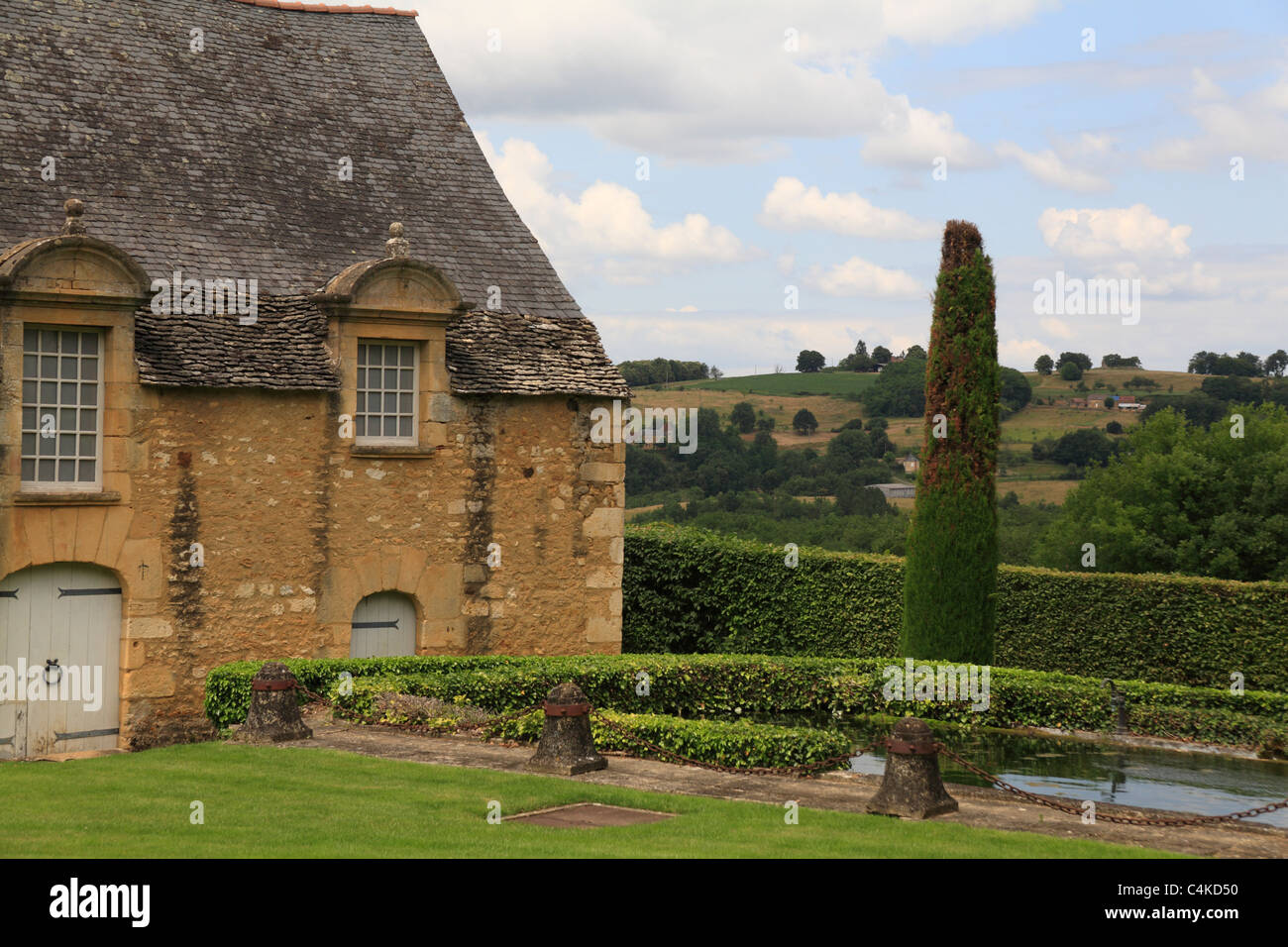 Gärten des Manoir d'Erignac Salignac Dordogne Perigord Frankreich Stockfoto