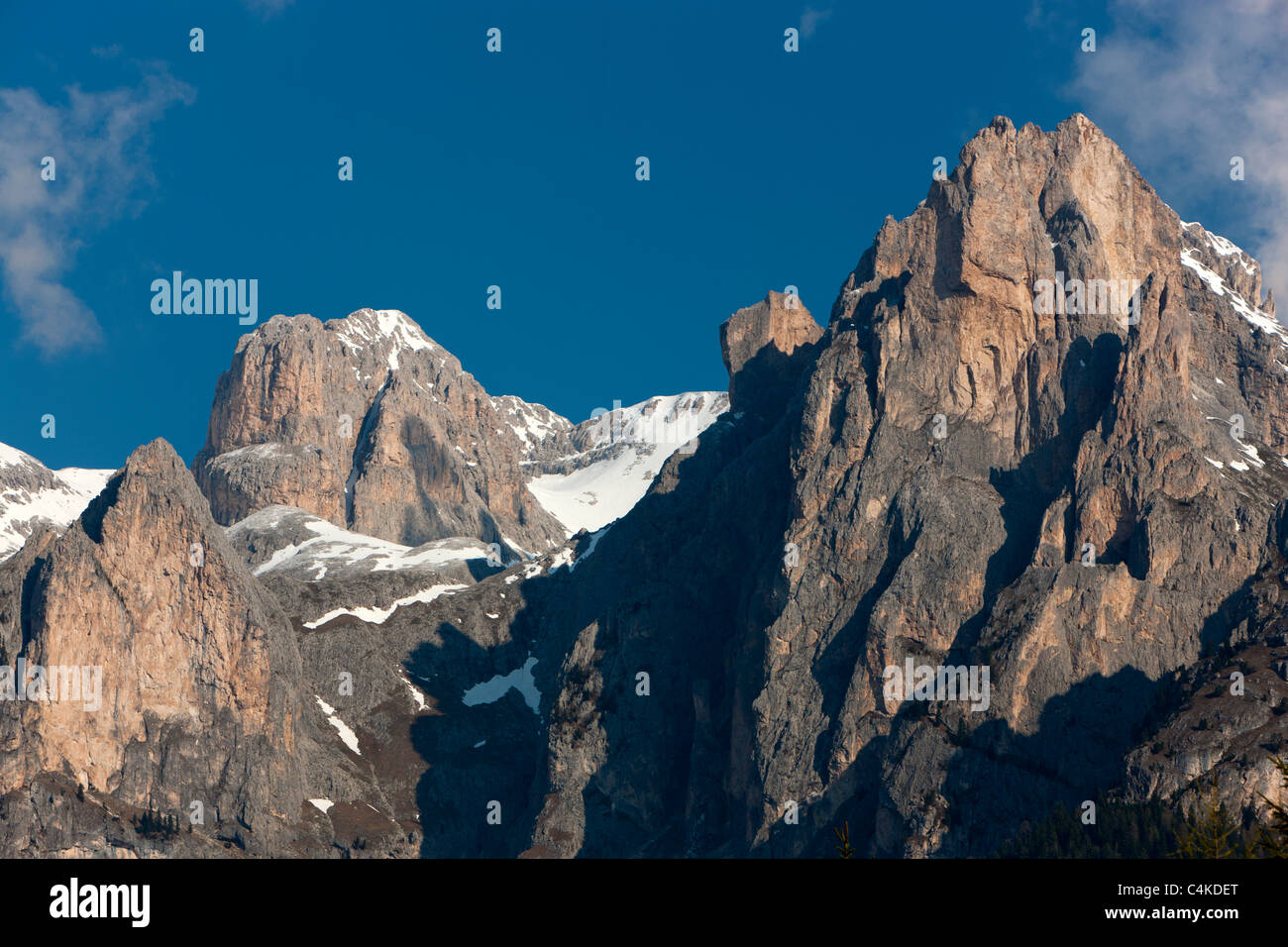 Rosengarten Gruppe Berge (Rosengarten) aus Pozza Di Fassa, Dolomiten, Trentino-Alto Adige, Italien, Europa Stockfoto
