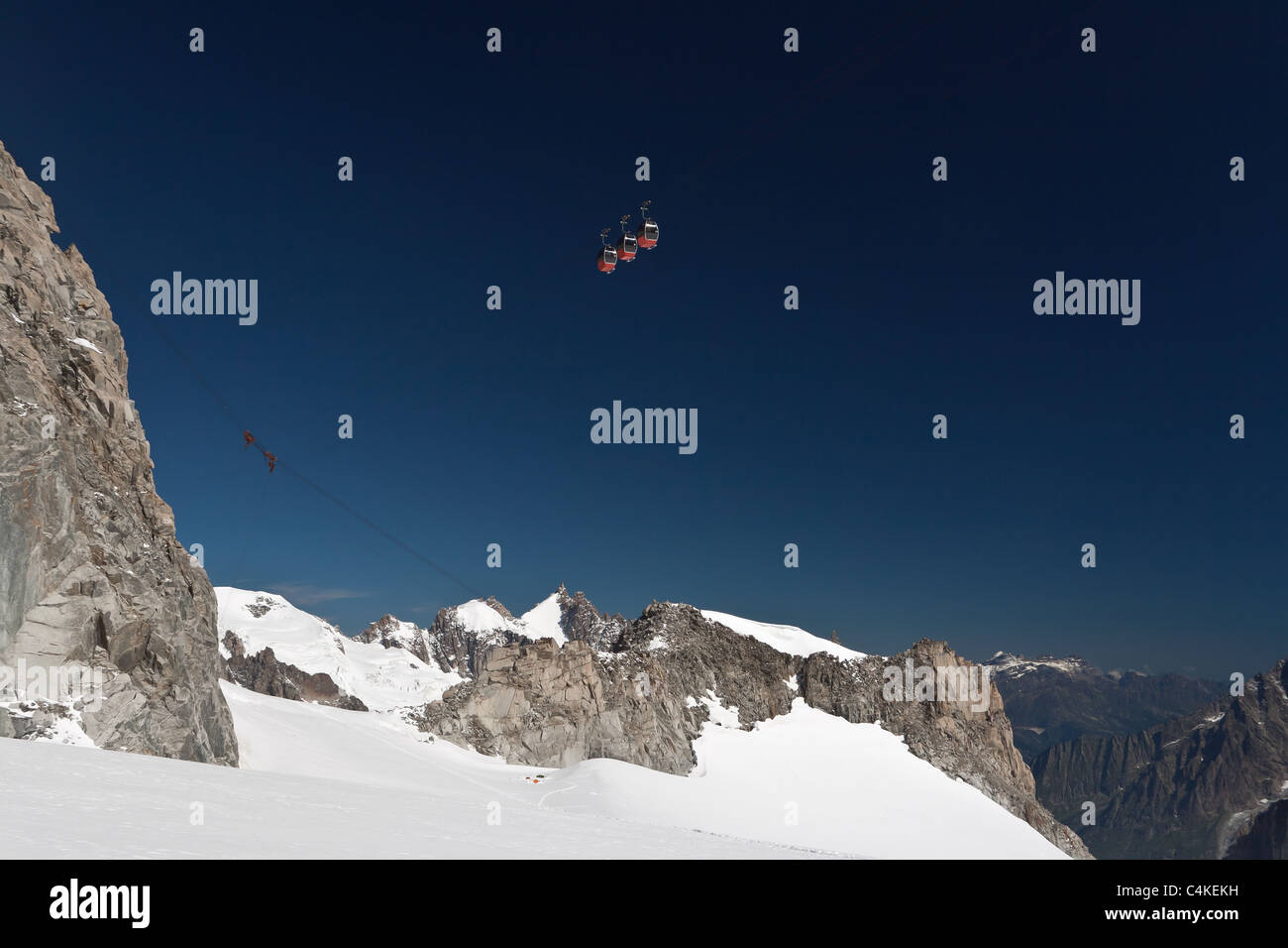 Sommer Blick auf Mont Blanc-Massivs von Helbronner Spitze Stockfoto