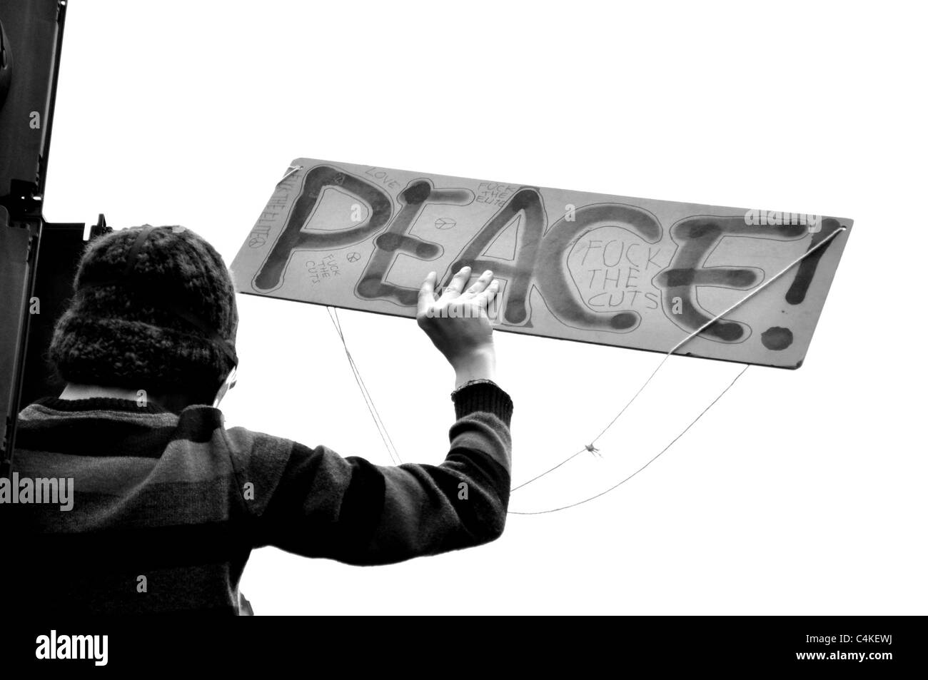 Schwarz / weiß digitale Fotografie von der Anti-Wunde März 26. März für die Alternative durch London. Stockfoto