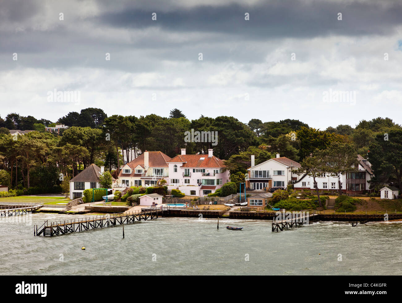 Luxus Häuser auf Sandbänken, Poole, Dorset, England, UK Stockfoto