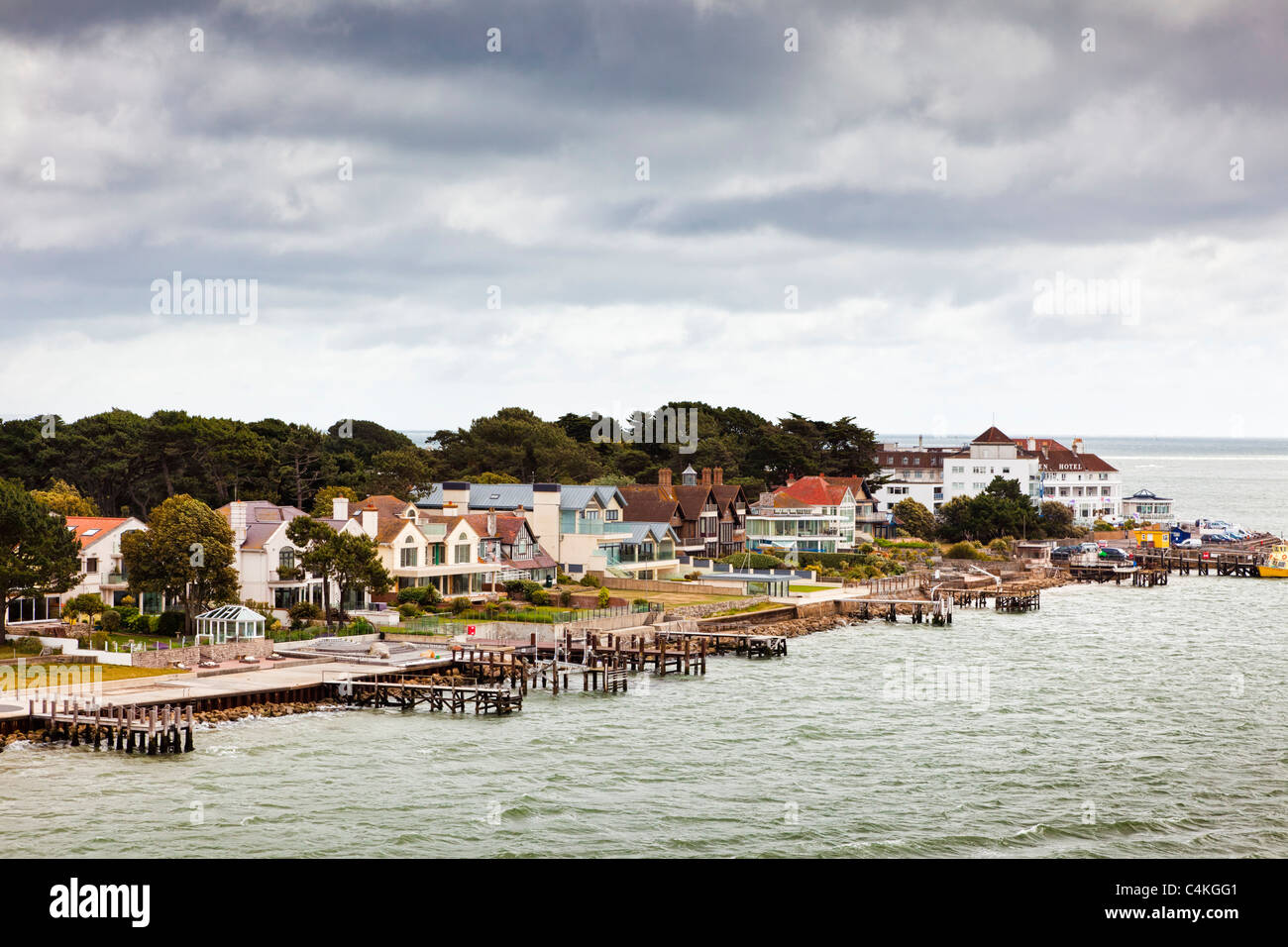 Luxus Häuser auf Sandbänken, Poole, Dorset, England, UK Stockfoto