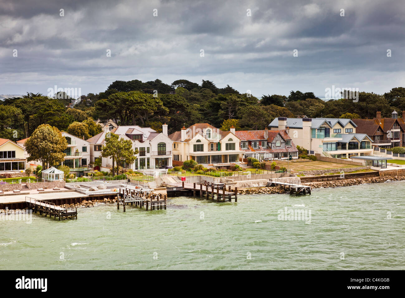 Luxus Häuser auf Sandbänken, Poole, Dorset, England, UK Stockfoto