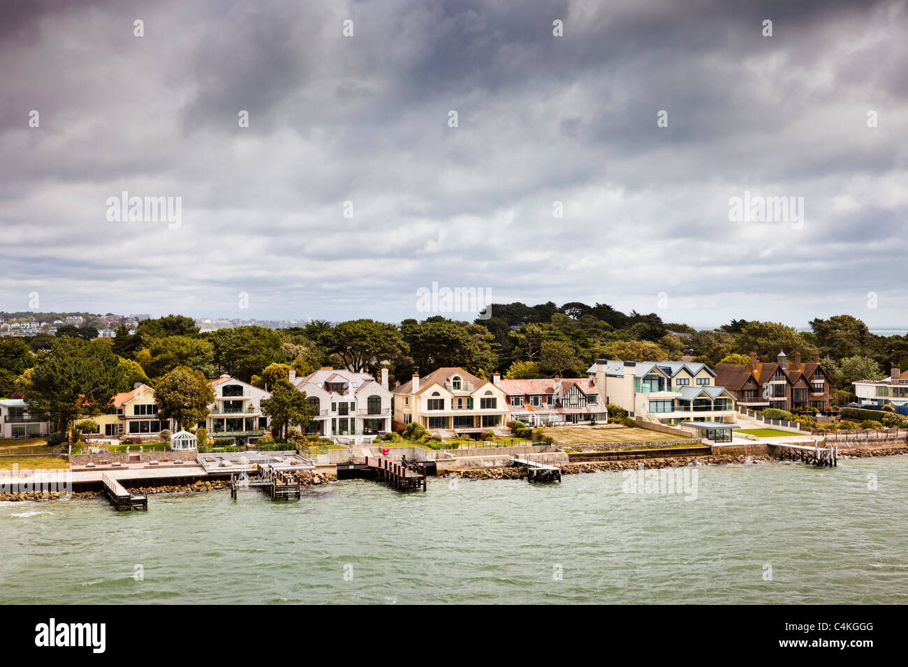 Luxus Häuser auf Sandbänken, Poole, Dorset, England, UK Stockfoto