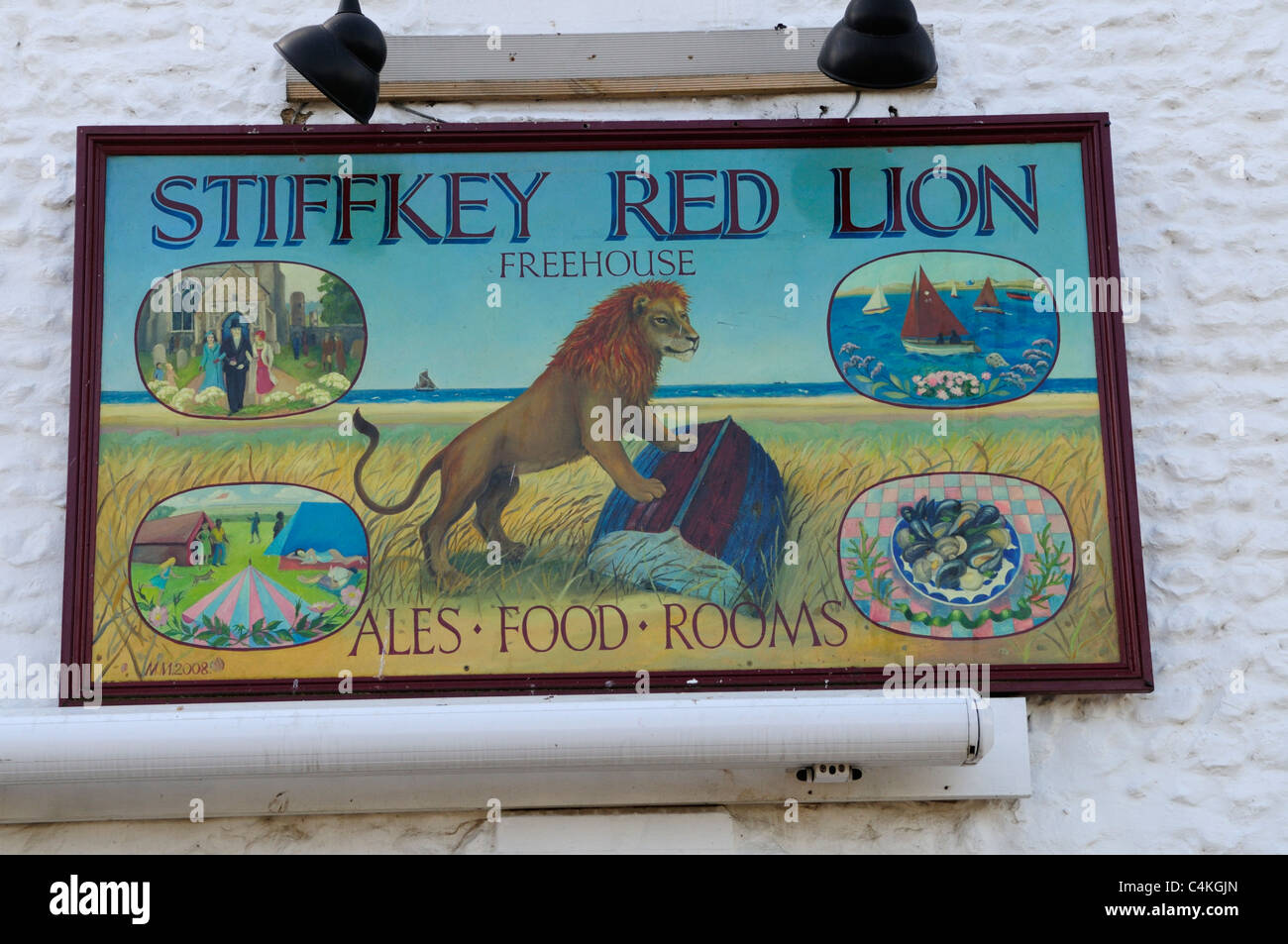 Toynbee Red Lion Pub Schild, Toynbee, Norfolk, England, UK Stockfoto